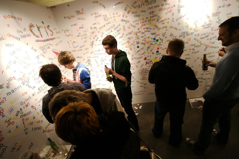 One of the walls visitors added to