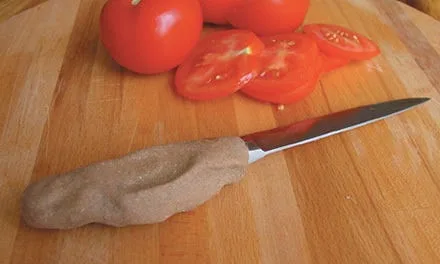 The first Sugru prototype – a better knife handle by moulding putty around the existing handle