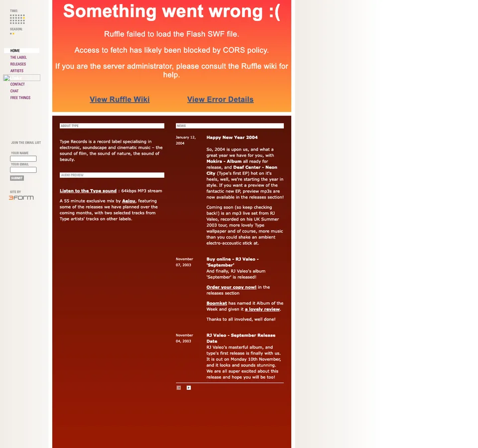 Screenshot 2 of 2, Type Records website and graphics