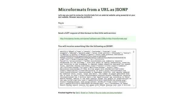 Archived screenshot of Microjsonp