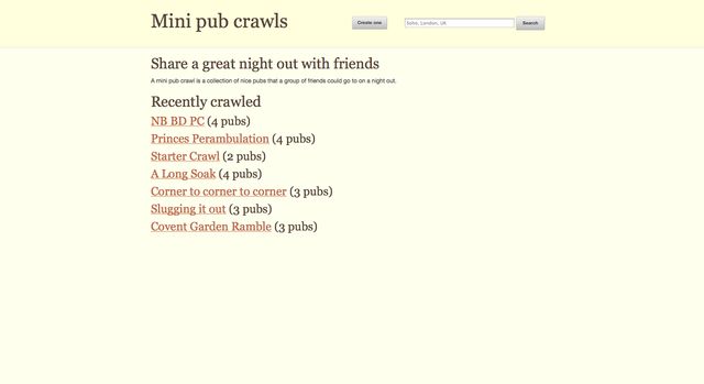 Archived screenshot of Mini Pub Crawl